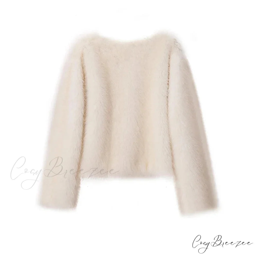 Cropped Faux Stylish Fur Coat