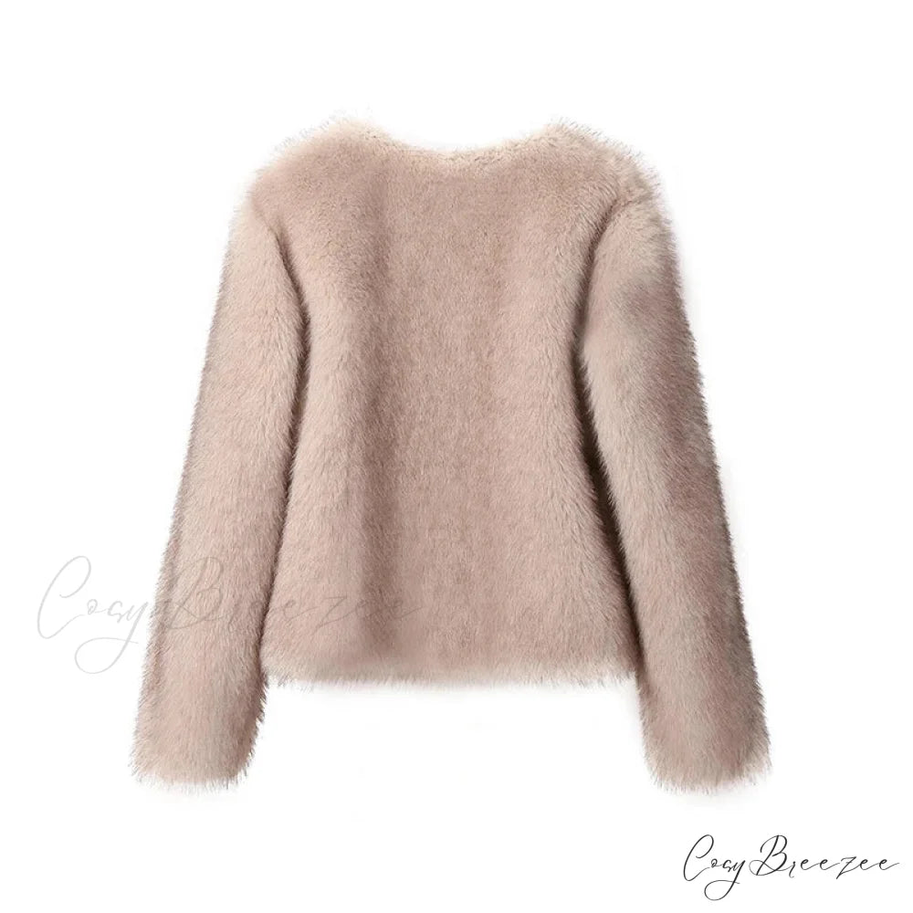 Cropped Faux Stylish Fur Coat