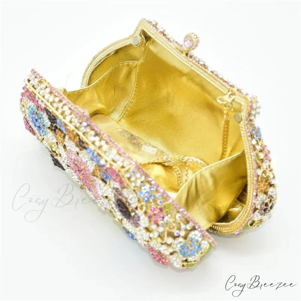 Crystal Bling Bridal Wedding Flower Diamond Clutch Bag clutchbag-250126