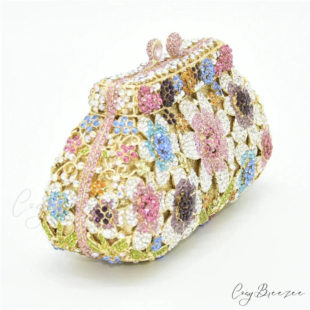 Crystal Bling Bridal Wedding Flower Diamond Clutch Bag clutchbag-250126