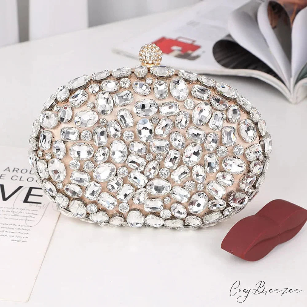 Crystal Diamond Evening Birthday Party Wedding Clutch Champagne clutchbag-250126