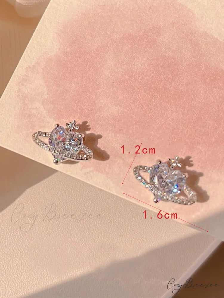 Cubic Zirconia Heart Shaped Stud Earrings