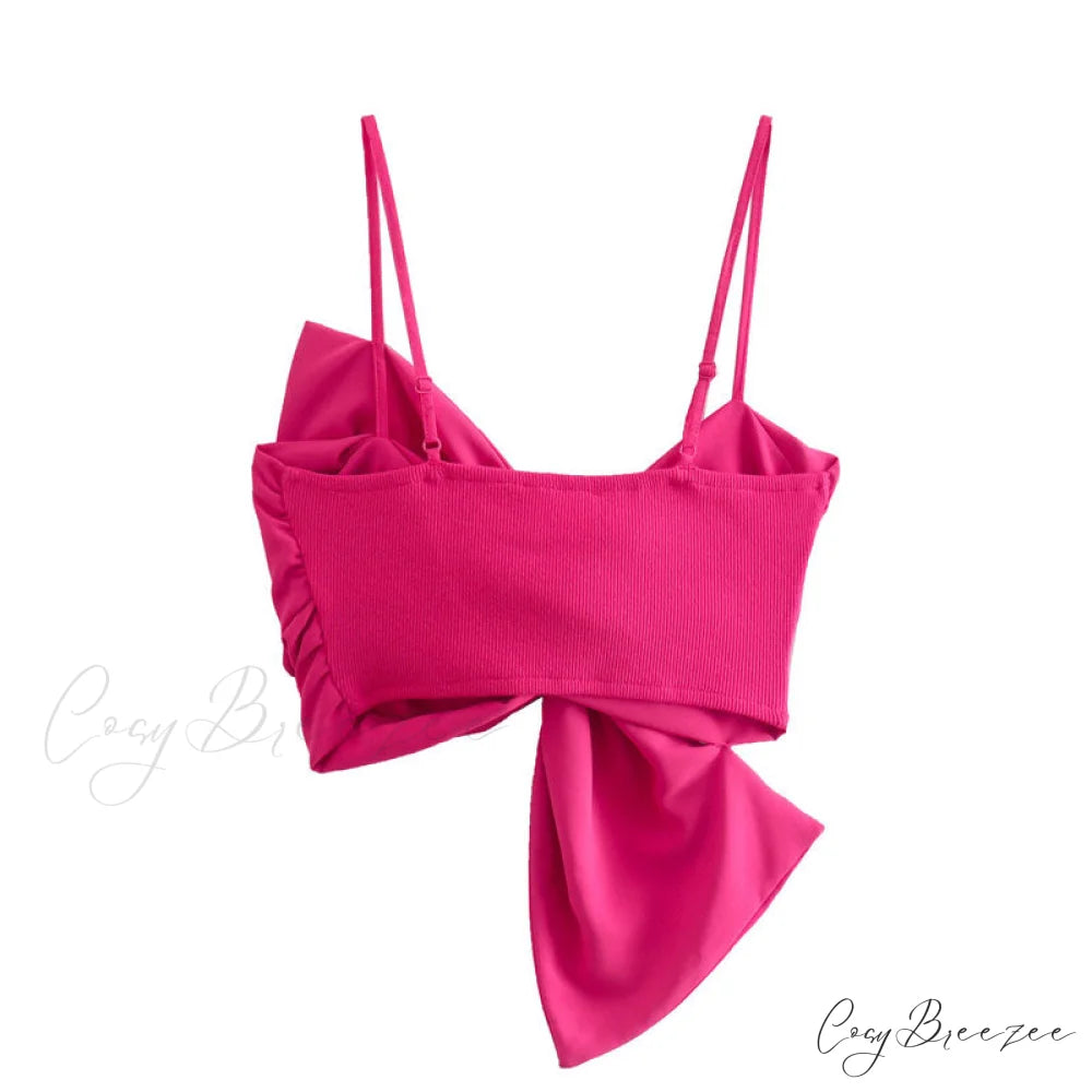 Cute Animal Graceful Print Crop Top L / Hot Pink