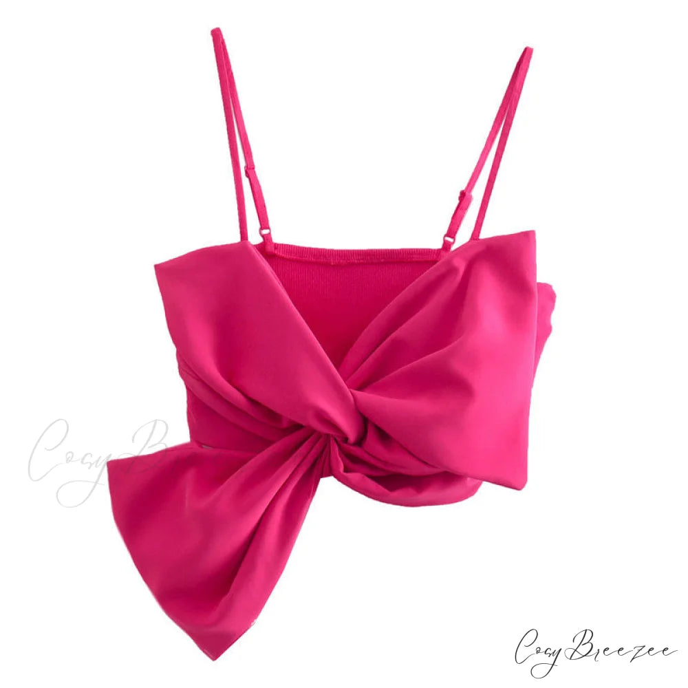 Cute Animal Graceful Print Crop Top M / Hot Pink