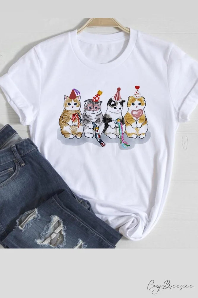 Cute Cats Tee Shirt Cats Birthday / XS