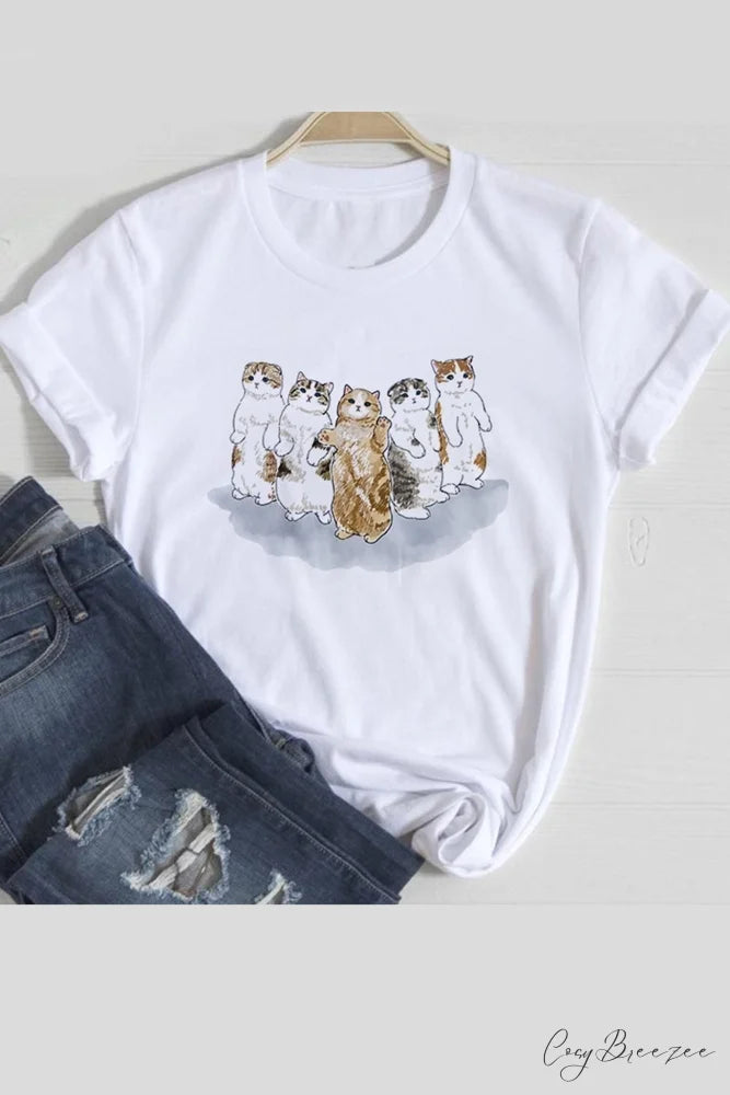 Cute Cats Tee Shirt Cats Dance / XS