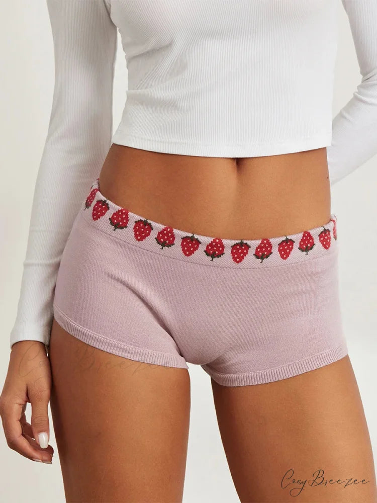 Cute Print Low Rise Lounge Shorts pink / S short-250223