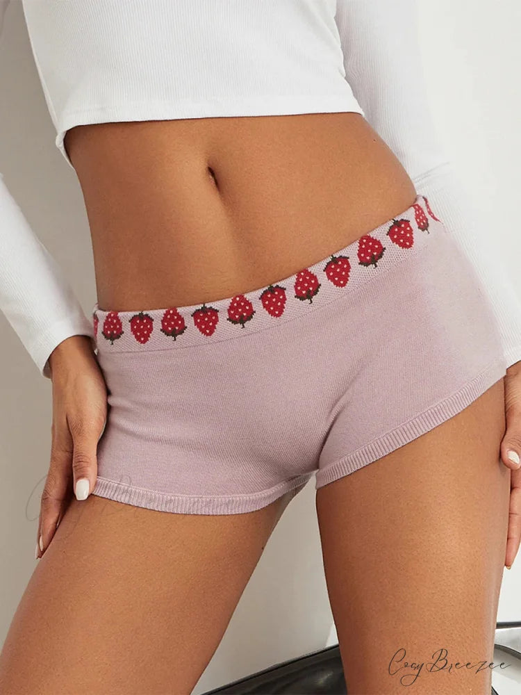 Cute Print Low Rise Lounge Shorts short-250223