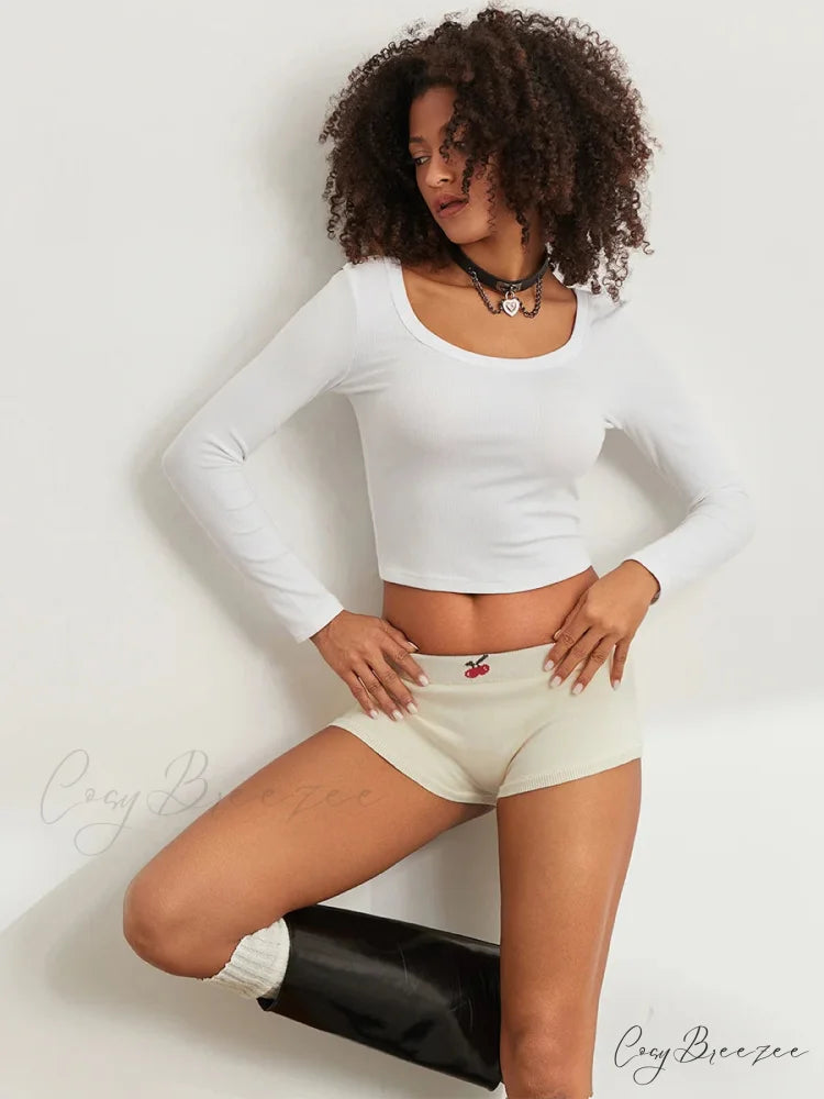 Cute Print Low Rise Lounge Shorts short-250223