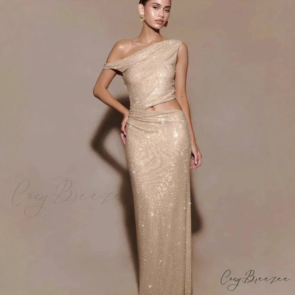 Cutout Rhinestone Halter Slit Prom Dress nude / XS promdress-250223