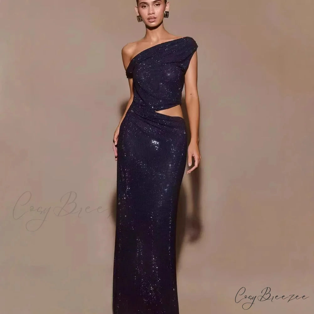 Cutout Rhinestone Halter Slit Prom Dress promdress-250223