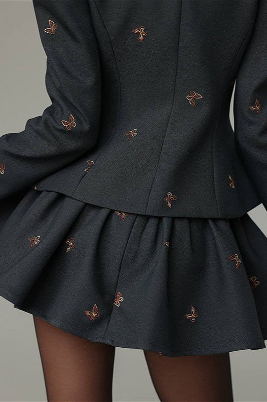 Vintage Colorblock Tweed Jacket and Skirt Set