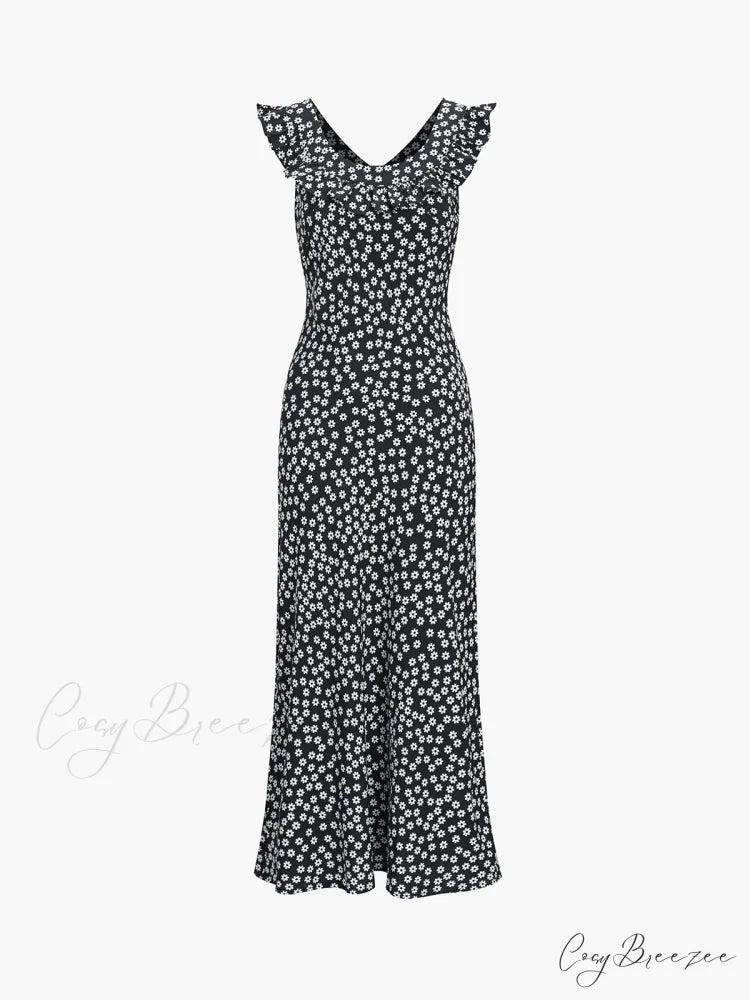 Daisy Floral Graceful Print Long Dress