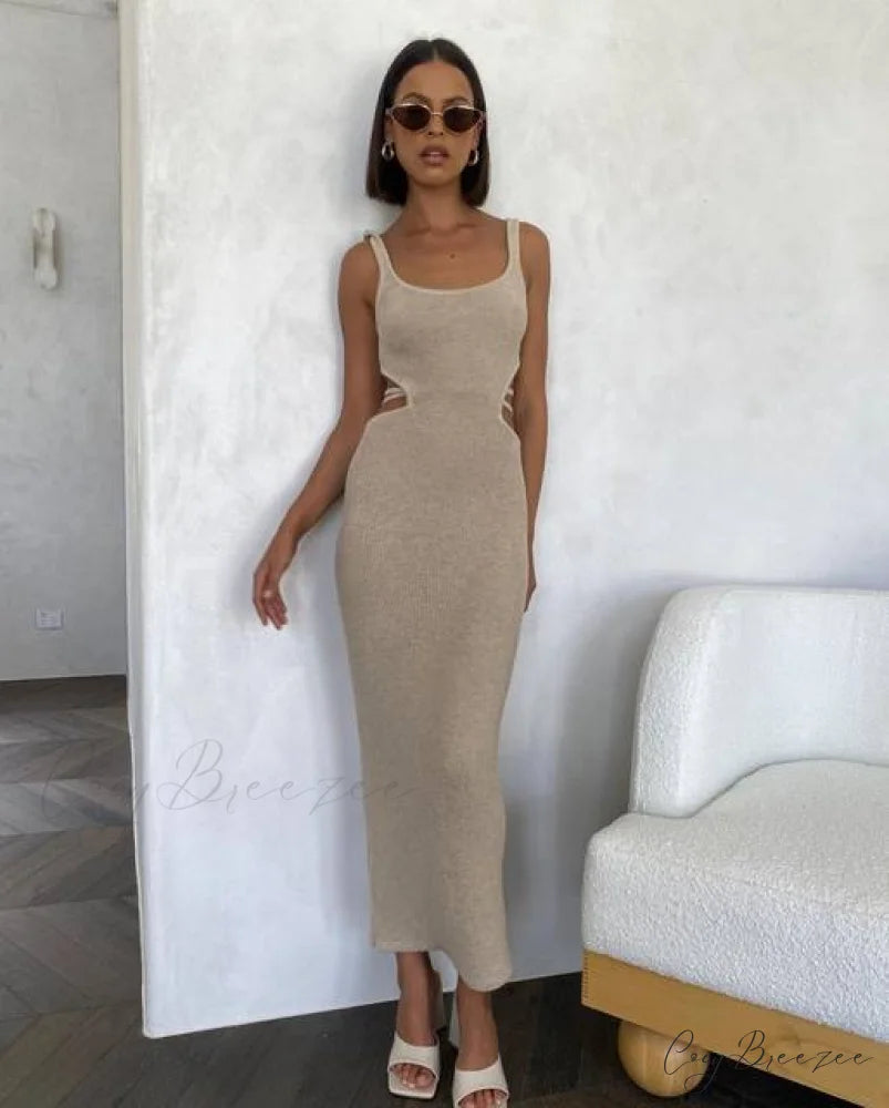 DARIA KNITTED Stylish MIDI DRESS Blue / M