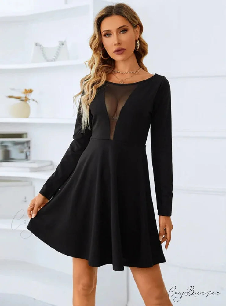 DARK V MESH BACKLESS DRESS