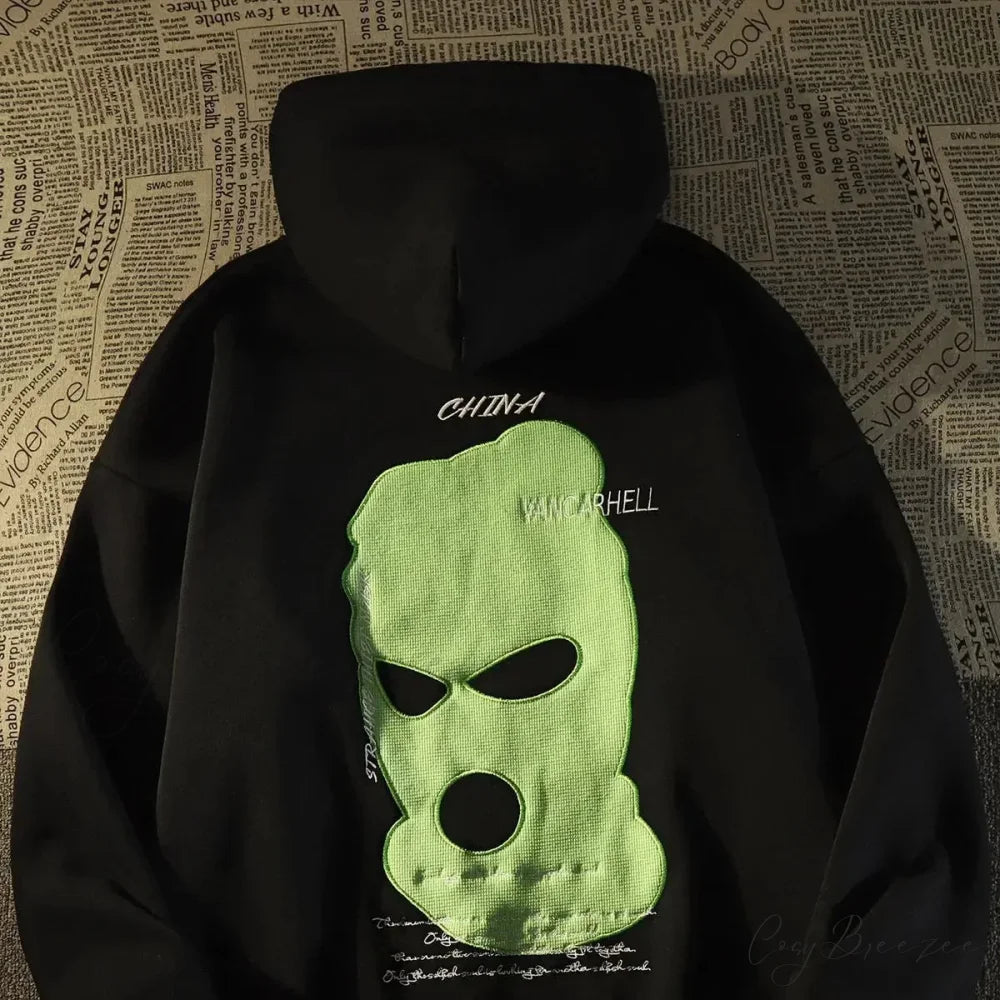 Dark Wind Skull Print Relaxed Hoodie Black1 / M hoodies-241228