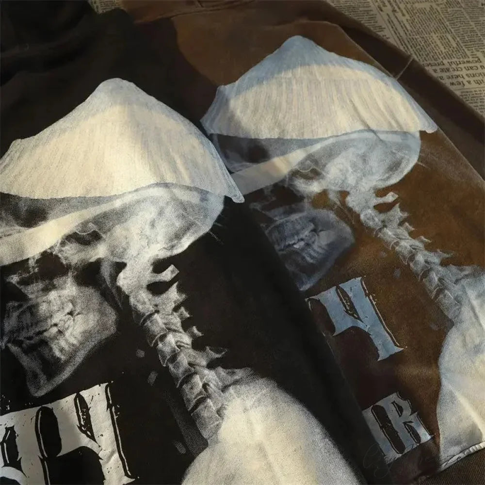 Dark Wind Skull Print Relaxed Hoodie hoodies-241228