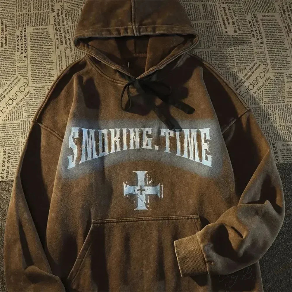 Dark Wind Skull Print Relaxed Hoodie hoodies-241228