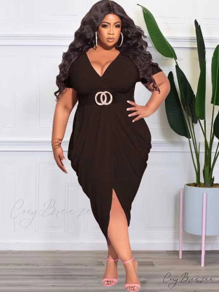 Deep V Neck Ruched Long Classic Sleeve Party Mini Dress - White