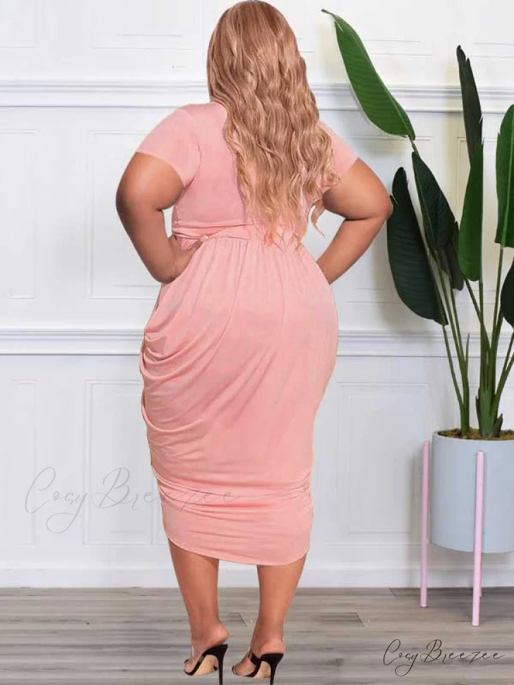 Deep V Neck Ruched Long Classic Sleeve Party Mini Dress - White