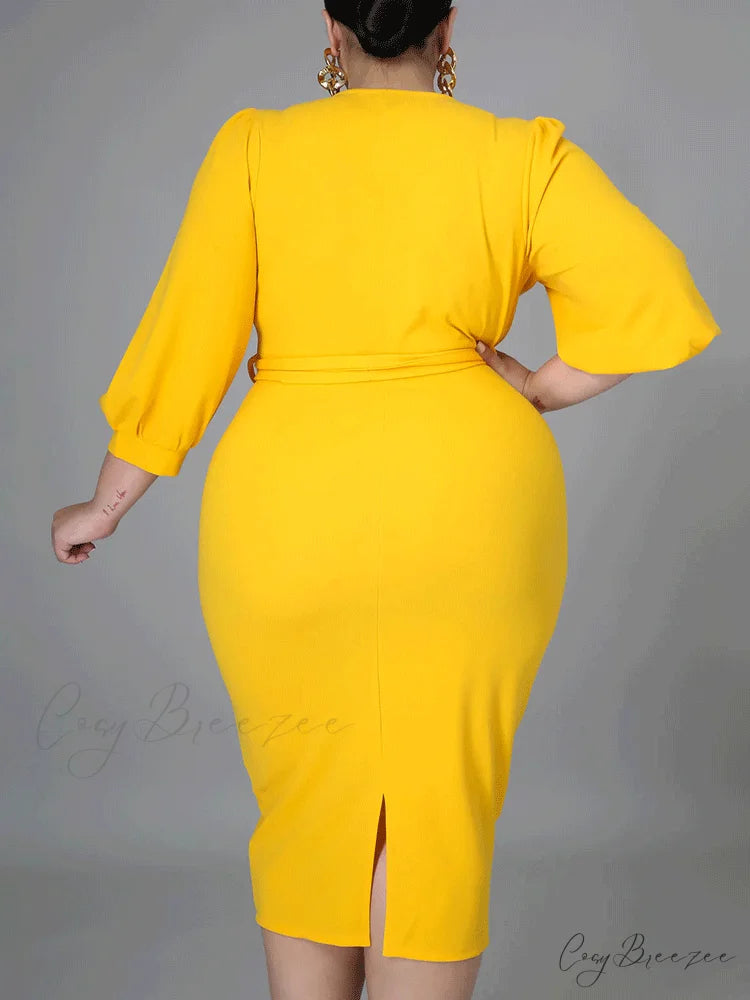 Deep V-neck Slit Trendy Ruched Maxi Dress