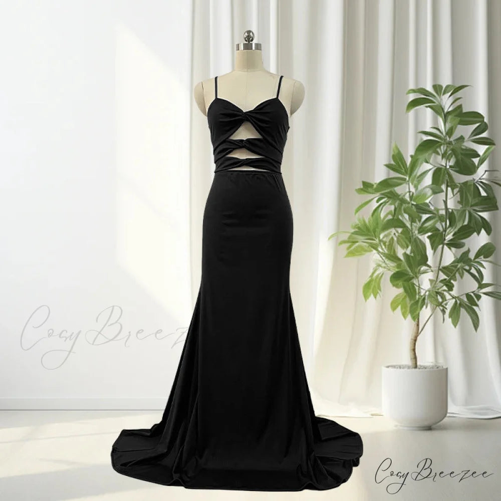 Delta Formal Stylish Cutout Glitter Dress BLACK / S