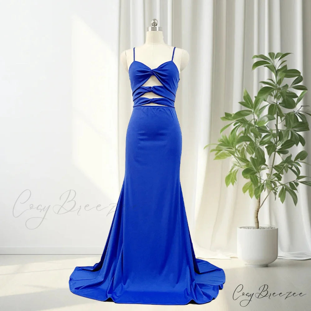 Delta Formal Stylish Cutout Glitter Dress Blue / S