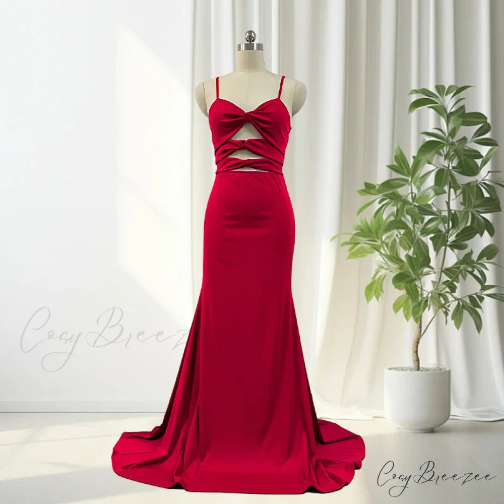 Delta Formal Stylish Cutout Glitter Dress Red / S