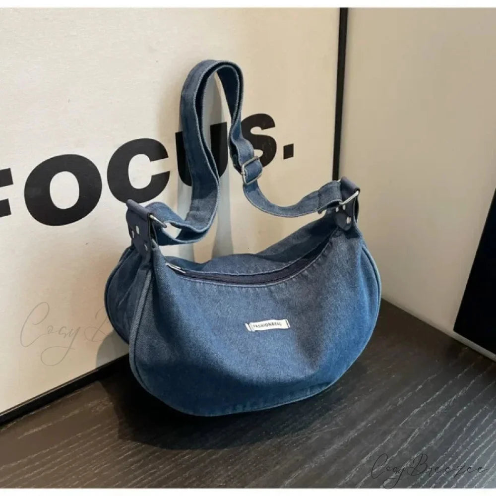 Denim Adjustable Crossbody Blue / 32X10X19CM shoulder-250126