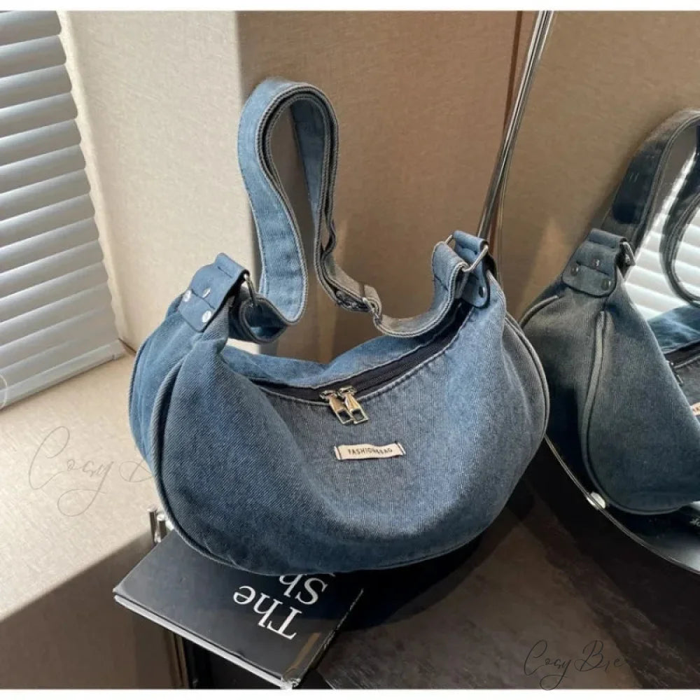 Denim Adjustable Crossbody LightBlue / 32X10X19CM shoulder-250126