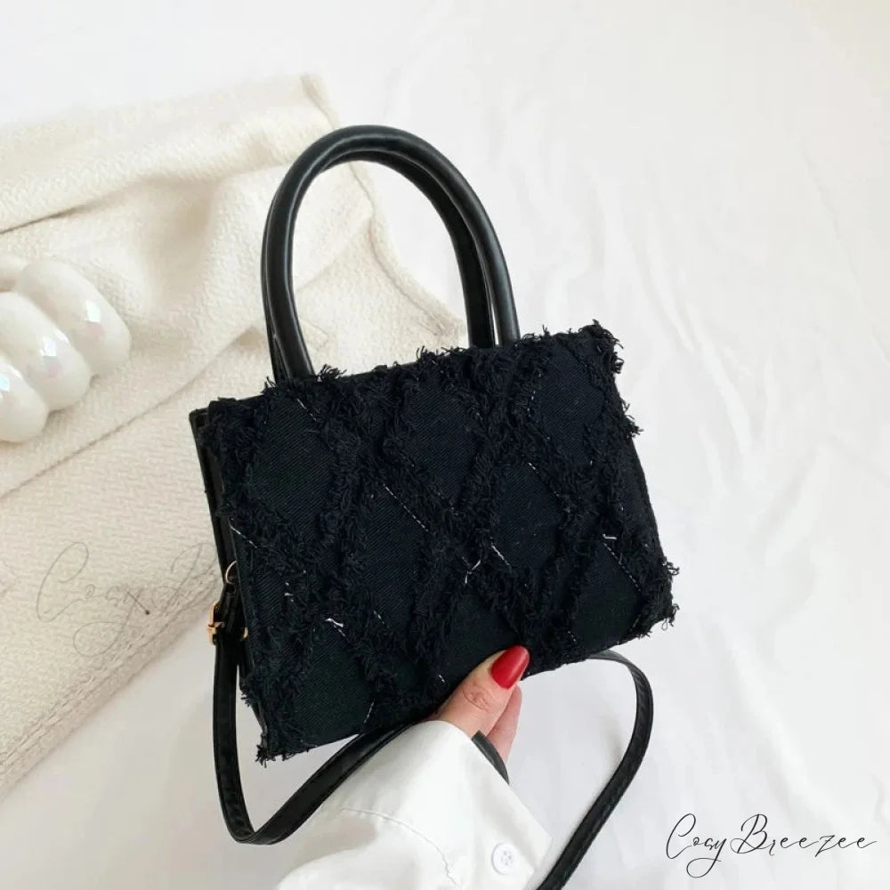 Denim Messenger Bag Summer Trendy Crossbody Handbag Black / 20x9x16cm handbag-250126