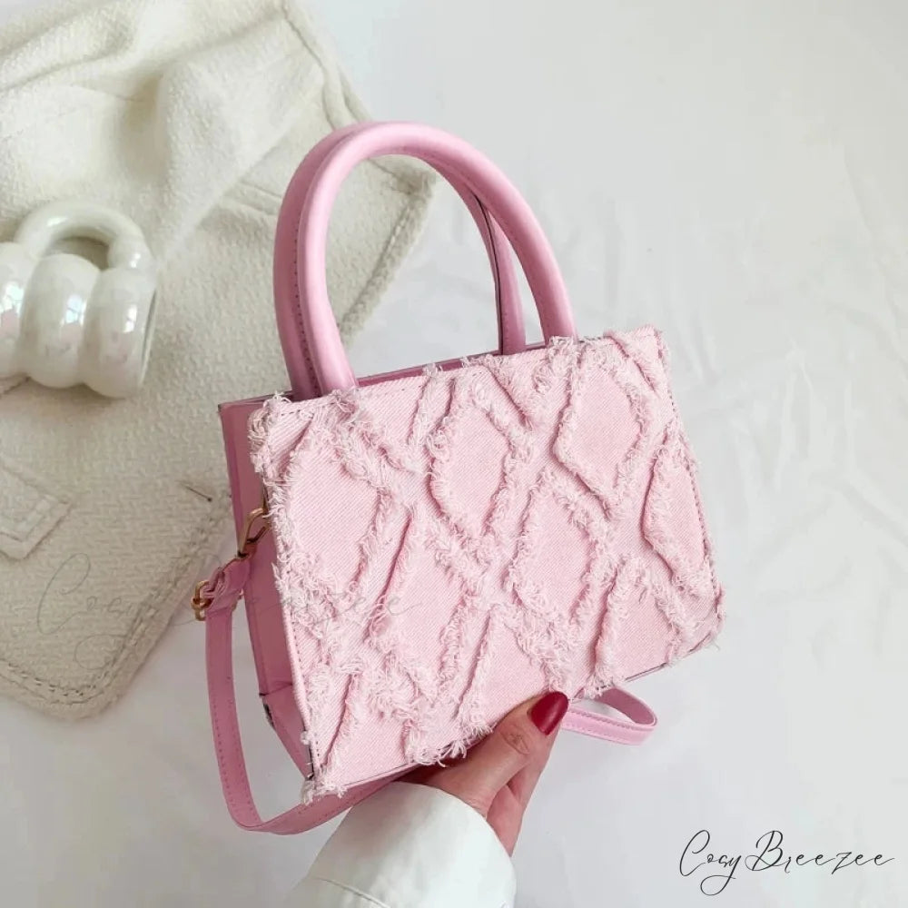 Denim Messenger Bag Summer Trendy Crossbody Handbag Pink / 20x9x16cm handbag-250126