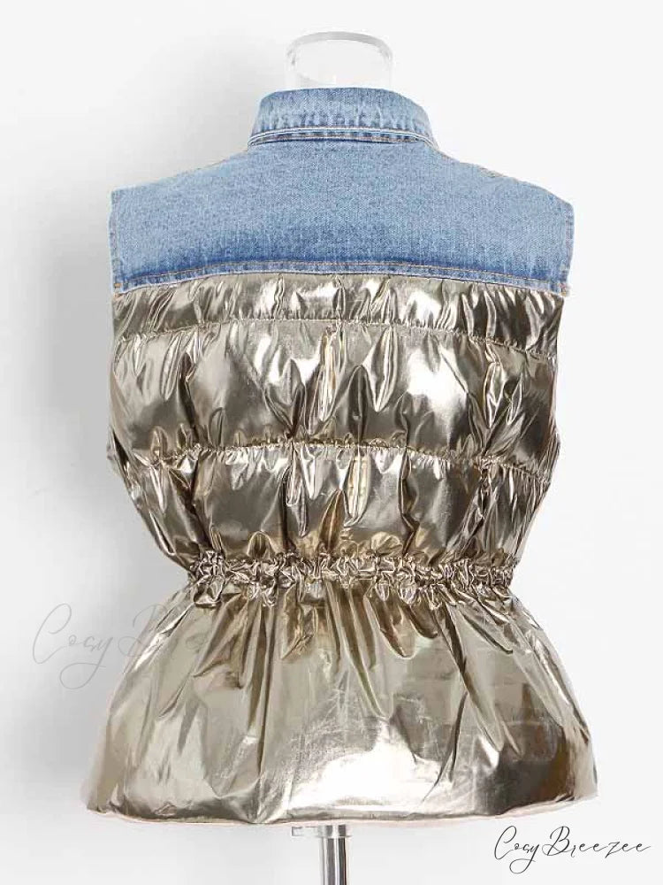 Denim Puff Graceful Sleeve Mini Dress