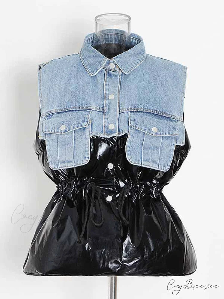Denim Puff Graceful Sleeve Mini Dress