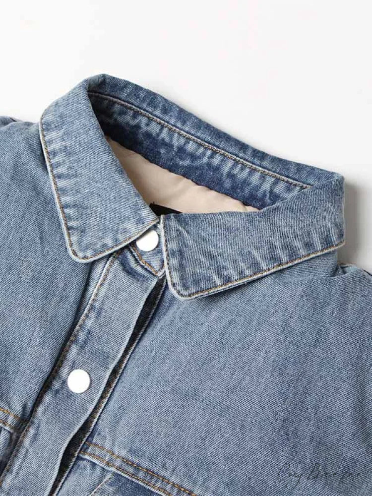 Denim Puff Graceful Sleeve Mini Dress