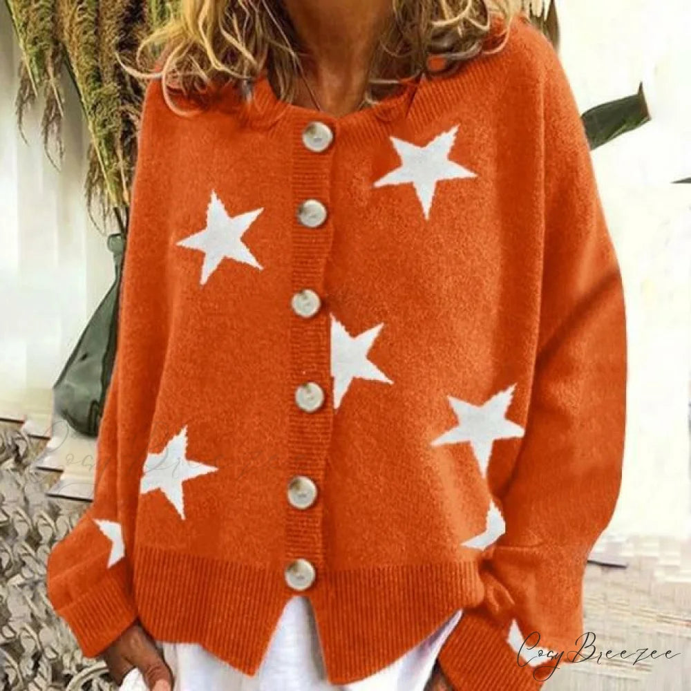 Design Star Cardigan Orange / S
