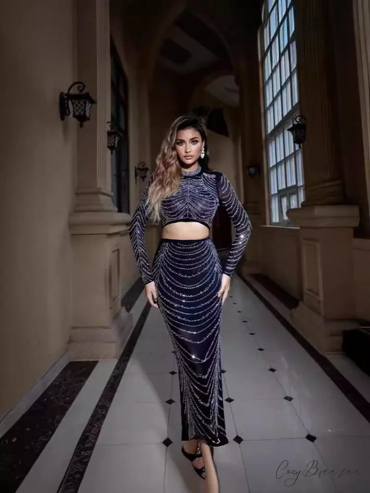 Designer Elegant Strapless Formal Dress black / S promdress-250223