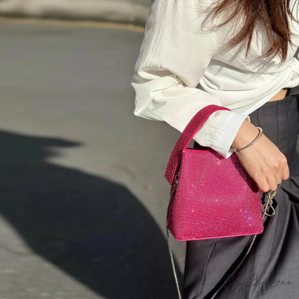 Designer Luxury Evening Clutch Women Shiny Mini Bag rose red / Mini(Max Length<20cm) clutchbag-250126