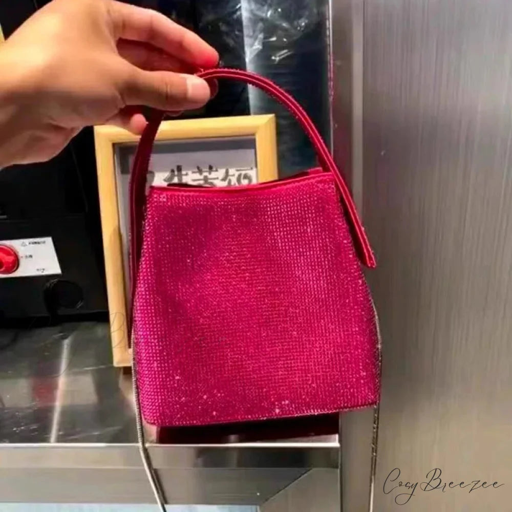 Designer Luxury Evening Clutch Women Shiny Mini Bag rose red / Mini(Max Length<20cm) clutchbag-250126