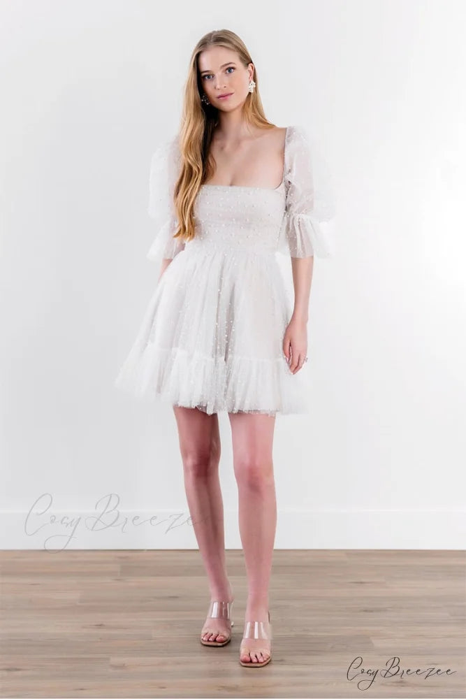 Devita Pearl Graceful Embellished Mini Dress