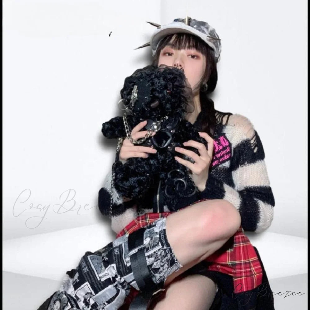 Diablo Design Lolita Halloween Gothic Blood Hell Bear Harajuku Bag BLACK / 40cm