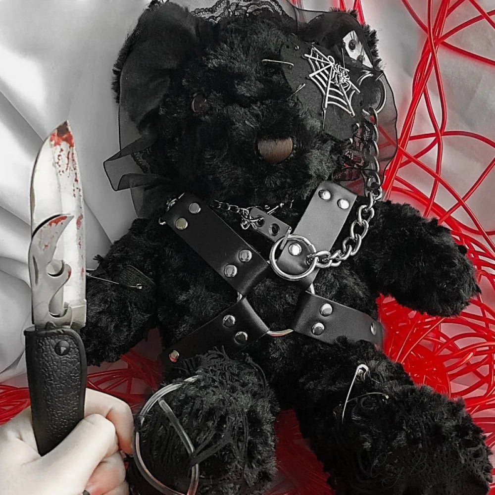 Diablo Design Lolita Halloween Gothic Blood Hell Bear Harajuku Bag BLACK / 40cm