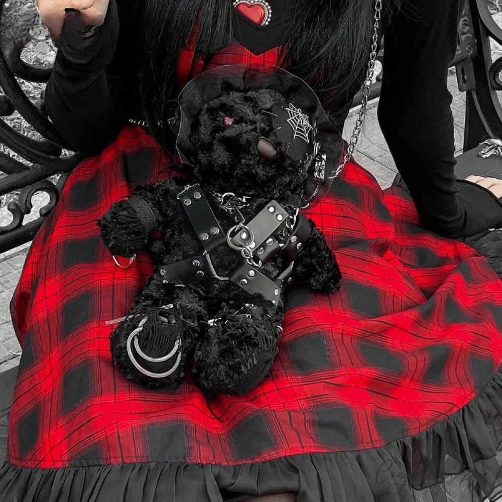 Diablo Design Lolita Halloween Gothic Blood Hell Bear Harajuku Bag BLACK / 40cm