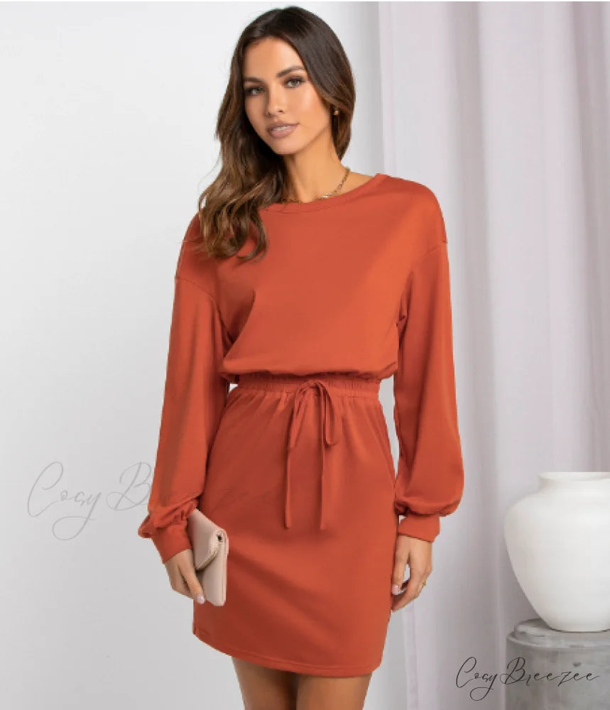 Diagonal Shoulder Fashion Skirt with Round Neck (Set of 2) M / military green