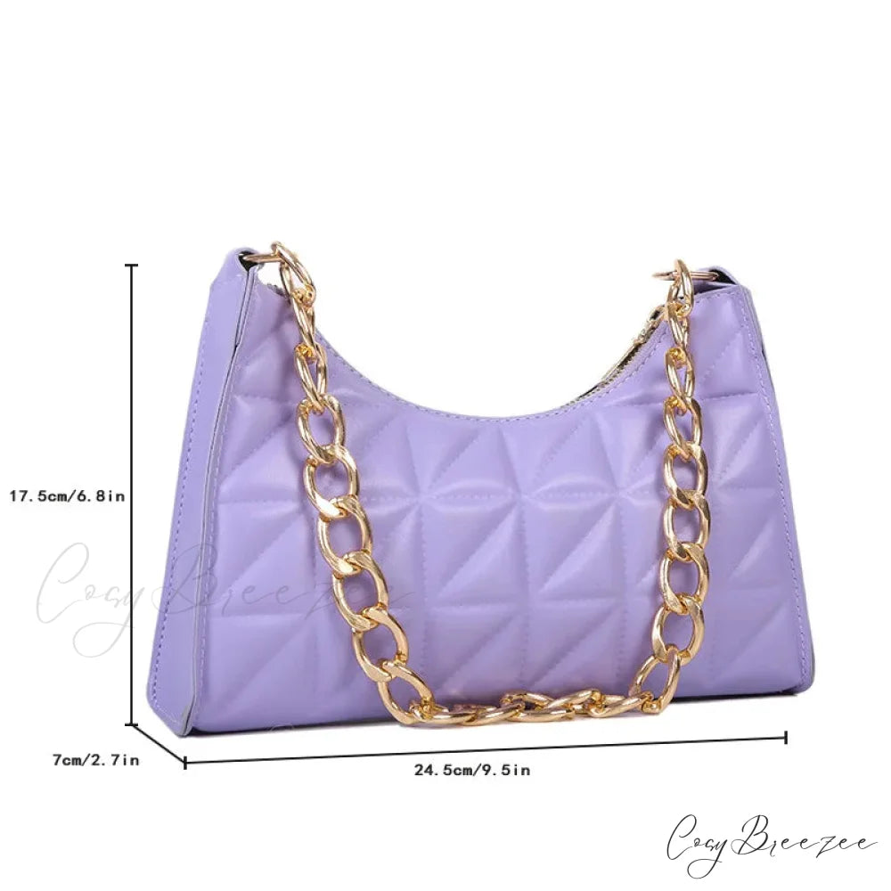 Diamond Pattern PU Leather Chain Shoulder Bag handbag-250126