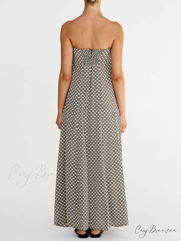 Diamond Print Stylish Bohemian Maxi Dress