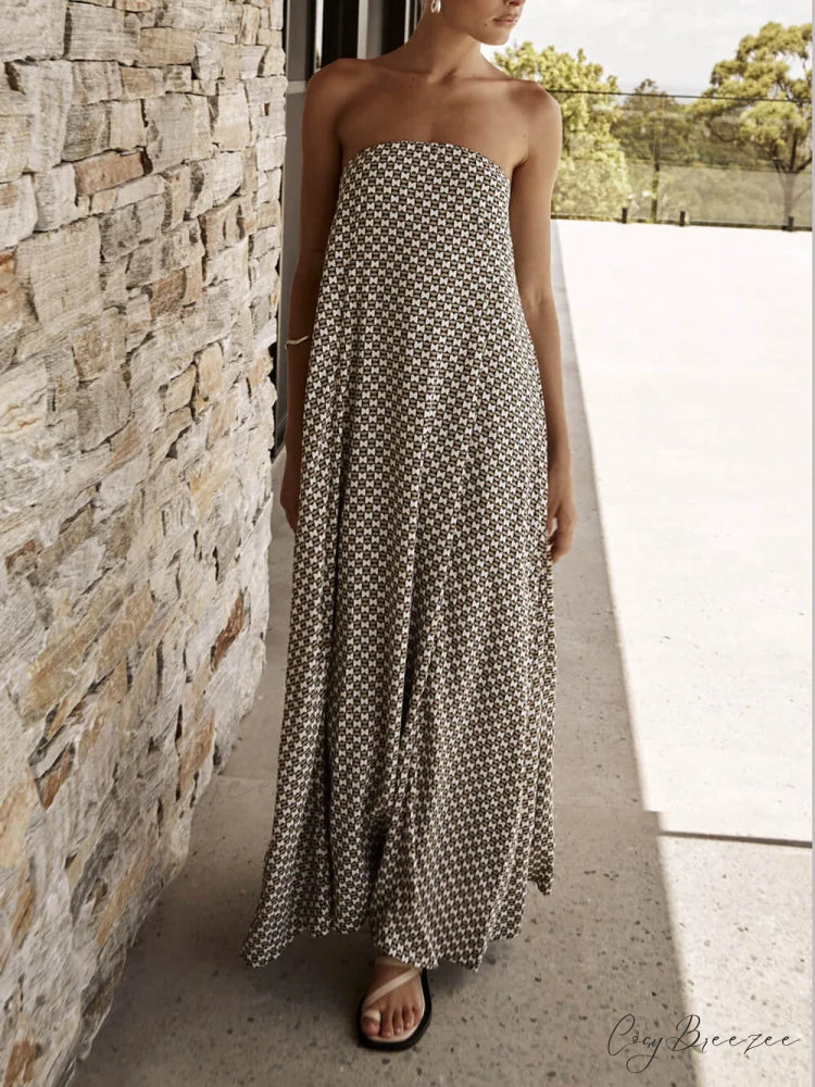 Diamond Print Stylish Bohemian Maxi Dress