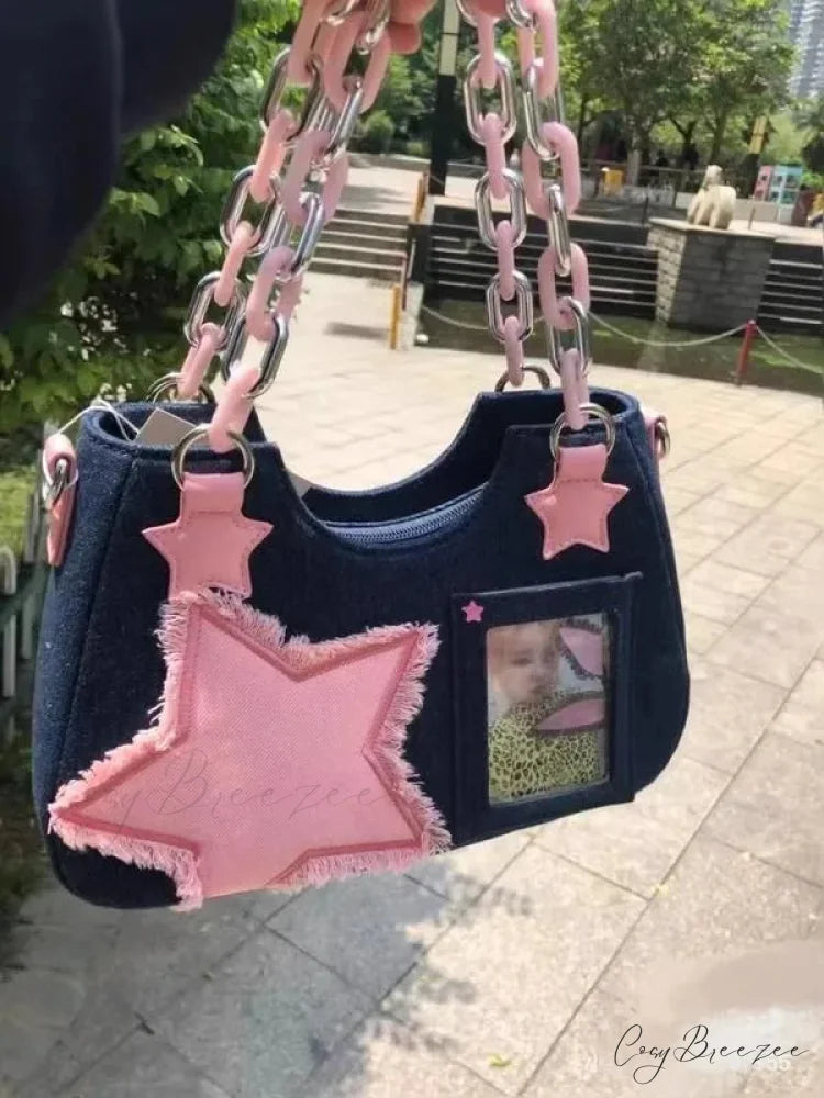 Diamond Silver Leather Crossbody Dark Blue shoulder-250126