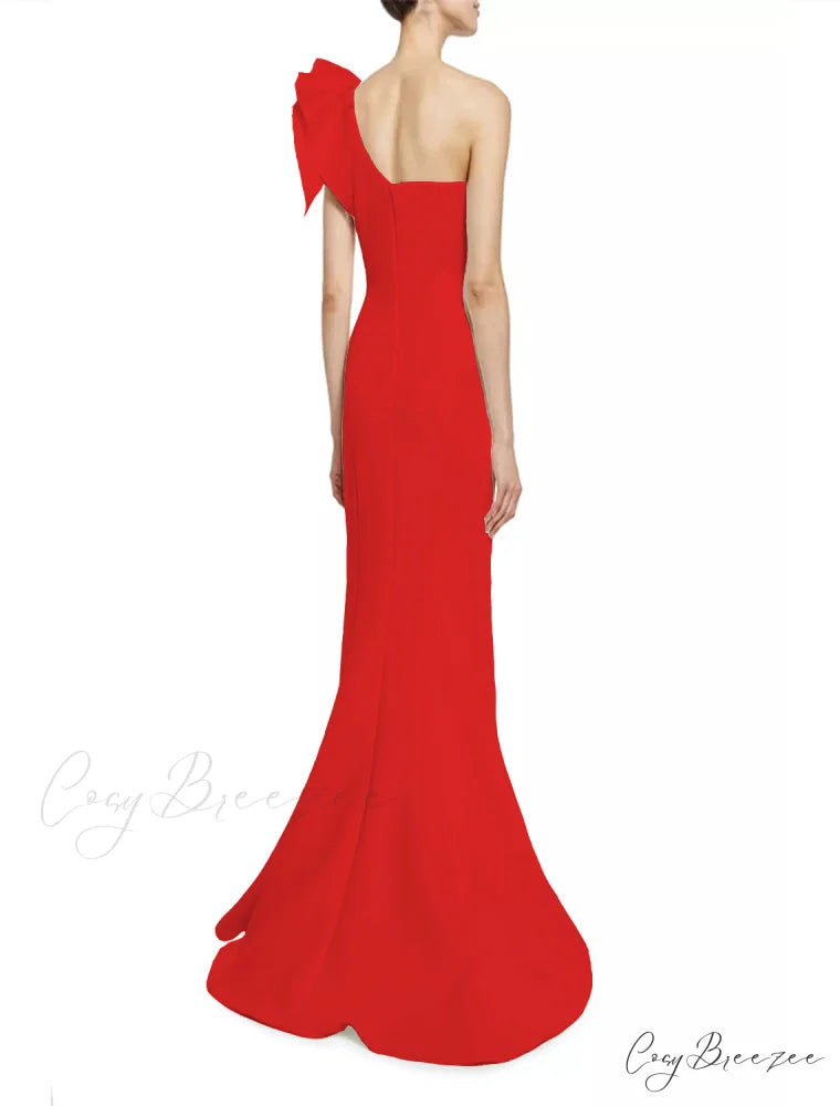 Diana Formal One Charming Shoulder Ruffle Dress