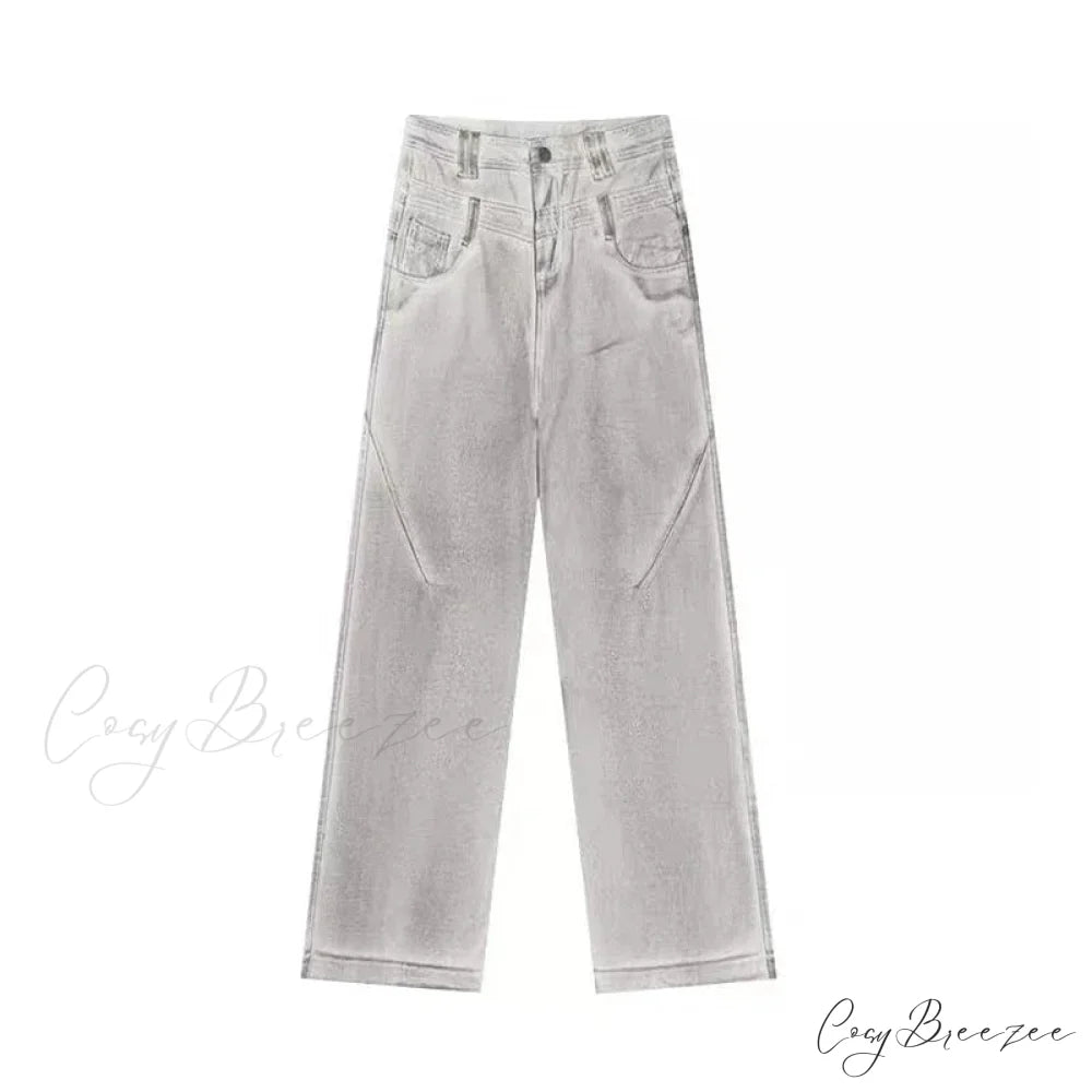 Dirty Wash Baggy Halloween Pants GRAY / S